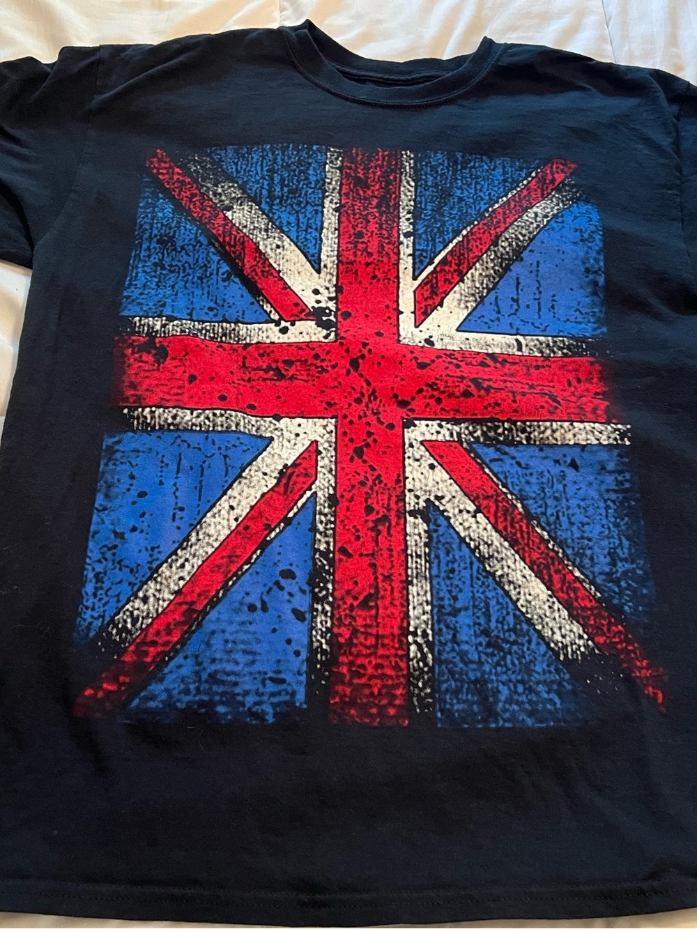 Men's Large British London Flag Rock Red White Blue Short Sleeve T-Shirt